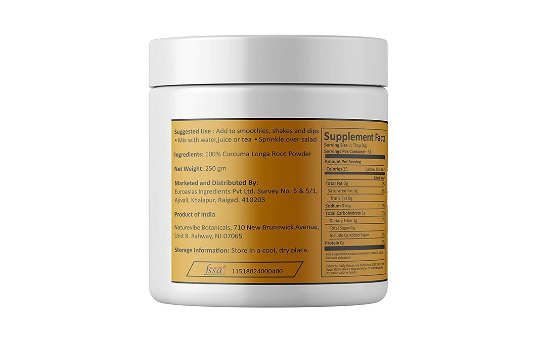 Naturevibe Botanicals Organic Turmeric Powder    Jar  250 grams